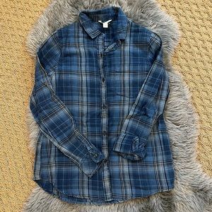 CATO Denim Plaid Button Up